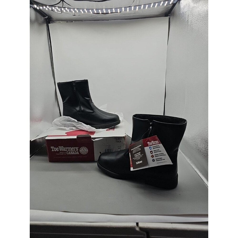 TOE WARMERS of CANADA MEN'S TRACK WATERPROOF LEATHER ‎ ZIP 11.5 New